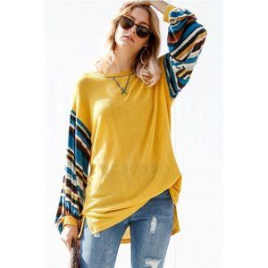 My Story Tribal Striped Sleeve Knit Top,
